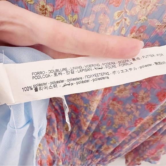 Zara Floral Mini Dress Metallic Thread Spring Summer Ruffle - Picture 5 of 6